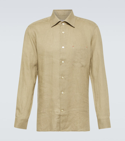 Shop Kiton Linen Shirt In Beige