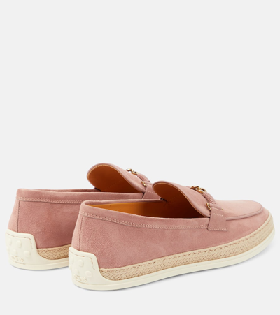 Shop Tod's Suede Loafers In Pink