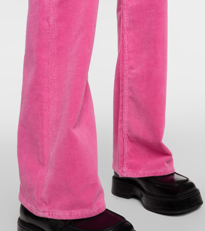 Shop Ganni Cotton Corduroy Flared Pants In Pink