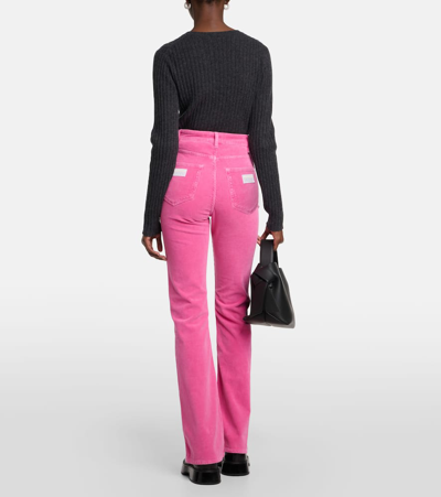 Shop Ganni Cotton Corduroy Flared Pants In Pink