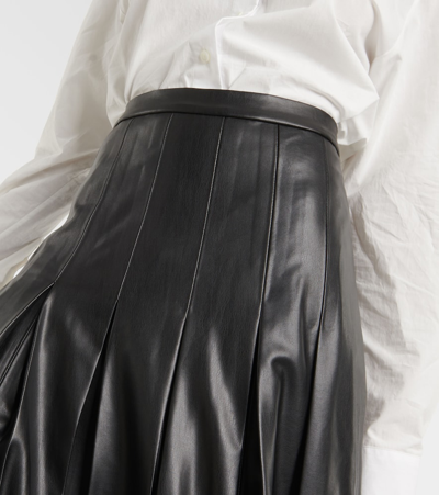 HERSON褶裥人造皮革中长半身裙
