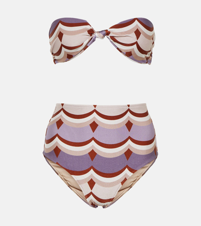 Shop Adriana Degreas Vintage Waves Printed Bikini In Multicoloured