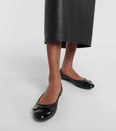 Shop Tod's Bubble Leather Ballet Flats In Black