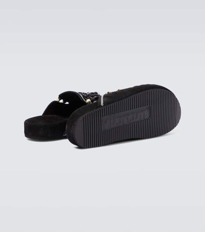 Shop Alanui The Journey Suede Slippers In Black