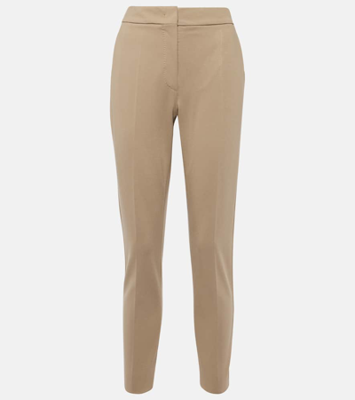 Shop Max Mara Pegno Jersey Cropped Slim Pants In Beige
