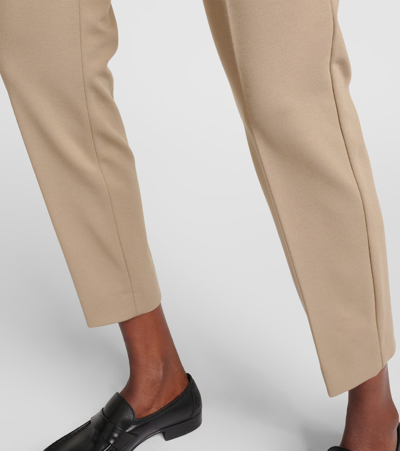 Shop Max Mara Pegno Jersey Cropped Slim Pants In Beige