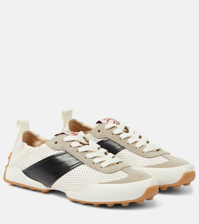Shop Tod's Leather And Suede-trimmed Sneakers In White