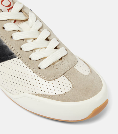 Shop Tod's Leather And Suede-trimmed Sneakers In White