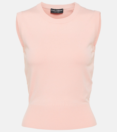 Shop Dolce & Gabbana Knitted Tank Top In Pink