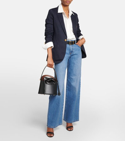 Polo Ralph Lauren Embroidered-monogram Double-knit Blazer In Blue
