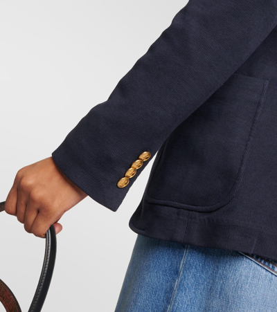 Polo Ralph Lauren Embroidered-monogram Double-knit Blazer In Blue
