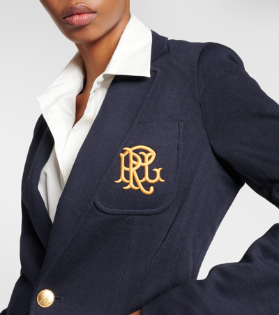 Polo Ralph Lauren Embroidered-monogram Double-knit Blazer In Blue
