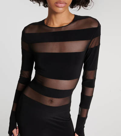 Shop Norma Kamali Mesh And Jersey Gown In Black