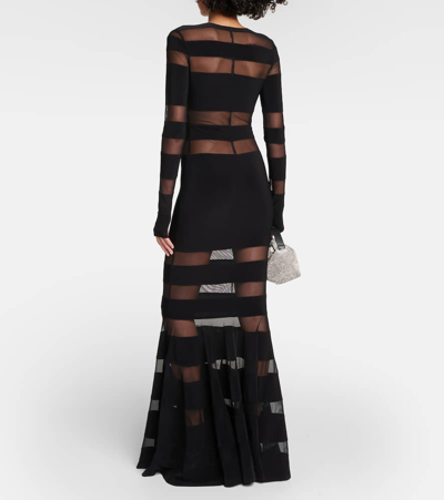Shop Norma Kamali Mesh And Jersey Gown In Black