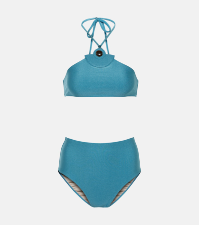 Shop Adriana Degreas Demi Pois Bikini In Blue