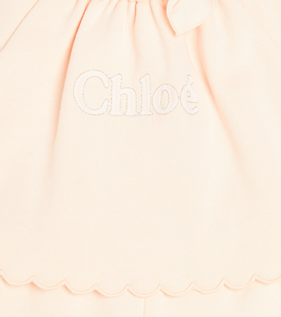 Shop Chloé Kids Baby Cotton Playsuit In Pink