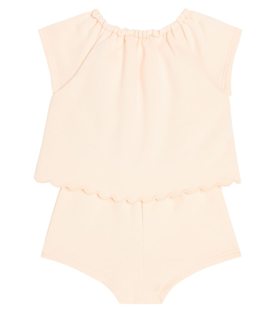 Shop Chloé Kids Baby Cotton Playsuit In Pink