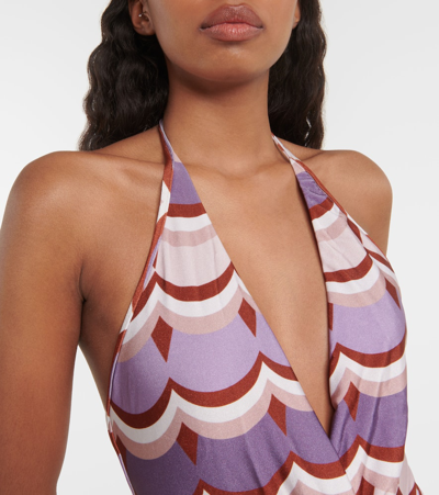 Shop Adriana Degreas Vintage Waves Printed Swimsuit In Multicoloured