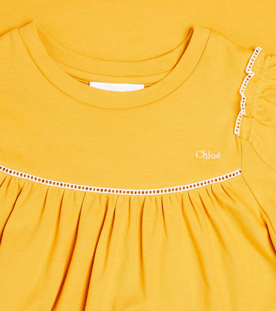 Shop Chloé Kids Ruffled Cotton Dress In Yellow
