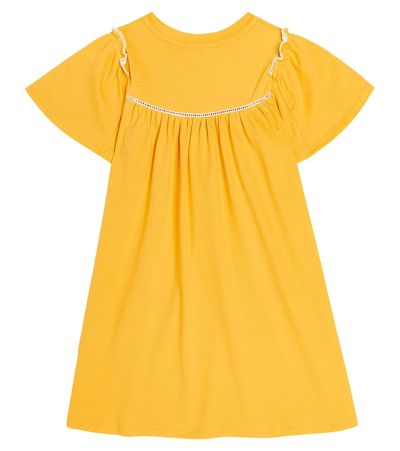 Shop Chloé Kids Ruffled Cotton Dress In Yellow