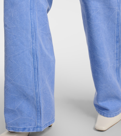 Shop Acne Studios Palma Mid-rise Canvas Straight Pants In Blue