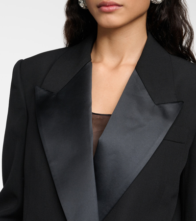 Shop Stella Mccartney Double-breasted Wool Tuxedo Jacket In Black