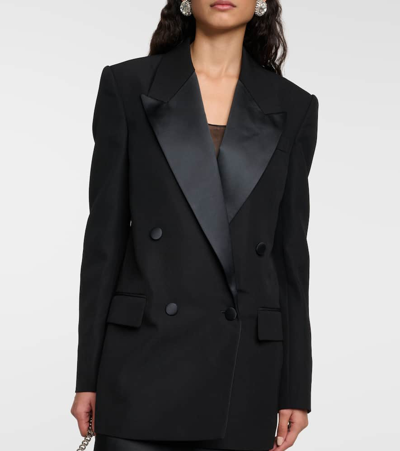 Shop Stella Mccartney Double-breasted Wool Tuxedo Jacket In Black