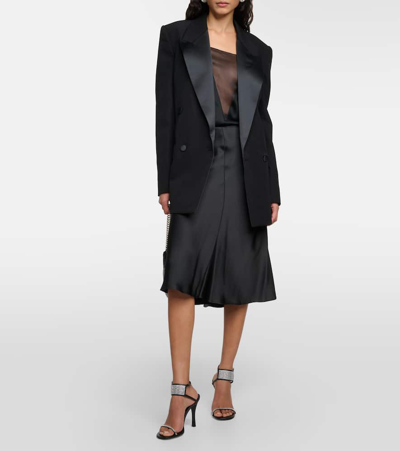 Shop Stella Mccartney Double-breasted Wool Tuxedo Jacket In Black