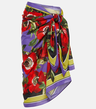 Shop Dolce & Gabbana Floral Cotton Beach Cover-up In Multicoloured