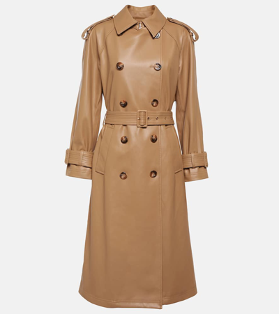 Shop Veronica Beard Conneley Faux Leather Trench Coat In Beige