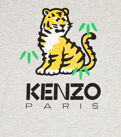 Shop Kenzo Printed Cotton Jersey T-shirt Dress In Grey