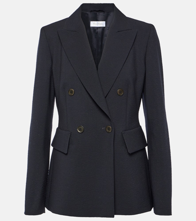 Shop Max Mara Albero Seersucker Blazer In Blue