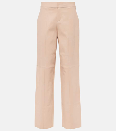 Shop Stouls Massimo Leather Pants In Beige
