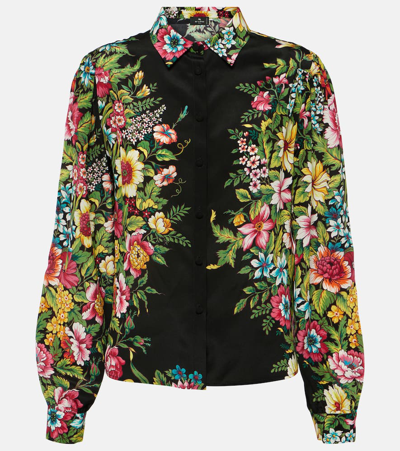 Etro Silk Shirt With Long Sleeves And Floral Pattern In Multicoloured