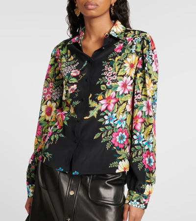 Etro Silk Shirt With Long Sleeves And Floral Pattern In Multicoloured