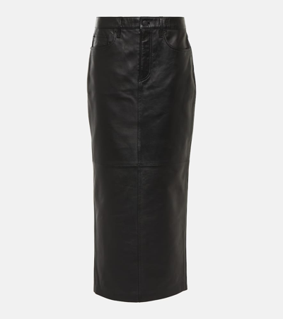 Shop Wardrobe.nyc Back-slit Leather Maxi Skirt In Black