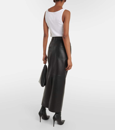 Shop Wardrobe.nyc Back-slit Leather Maxi Skirt In Black