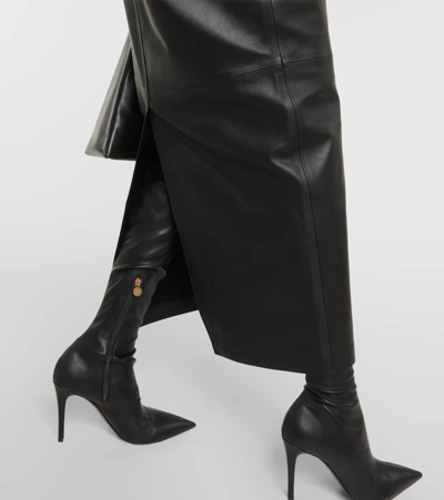 Shop Wardrobe.nyc Back-slit Leather Maxi Skirt In Black
