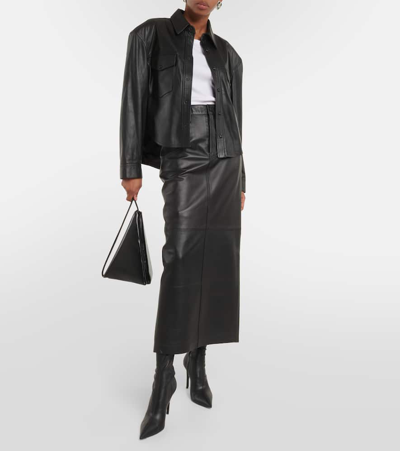 Shop Wardrobe.nyc Back-slit Leather Maxi Skirt In Black