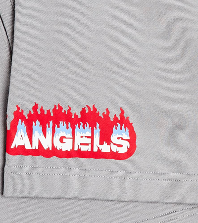 Shop Palm Angels Logo Cotton Jersey Shorts In Grey