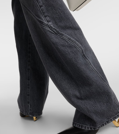 Shop Jw Anderson Twisted High-rise Straight Jeans In Grey