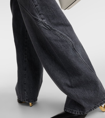 Jw Anderson Twisted Grey Wide-leg Oversized Jeans In Grey