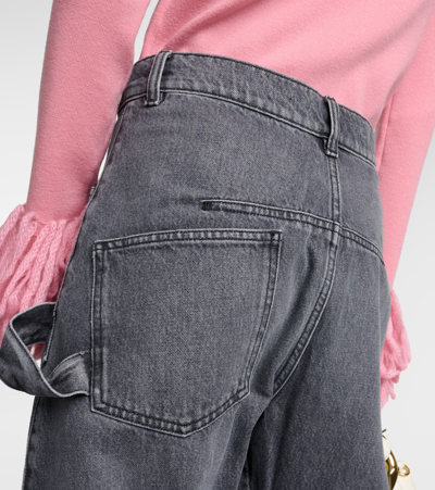 Jw Anderson Twisted Grey Wide-leg Oversized Jeans In Grey