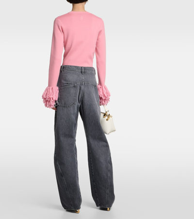 Shop Jw Anderson Twisted High-rise Straight Jeans In Grey