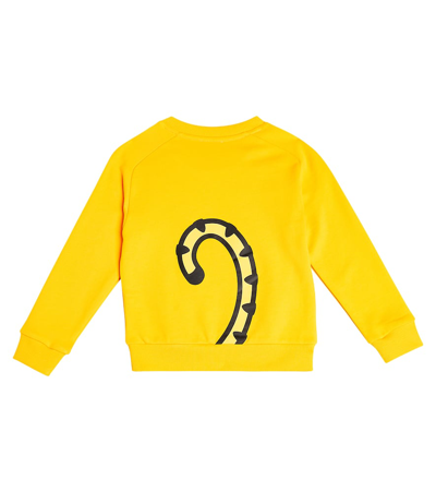 Shop Kenzo Logo Printed Cotton Sweatshirt In Yellow