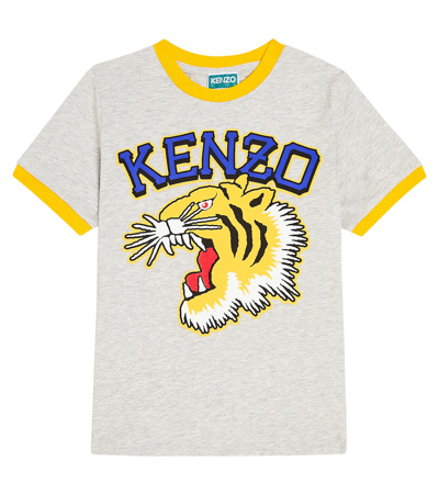 Shop Kenzo Printed Cotton Jersey T-shirt In Grey