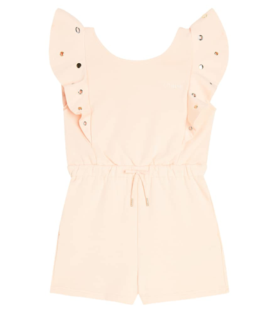 Shop Chloé Kids Cotton Playsuit In Pink