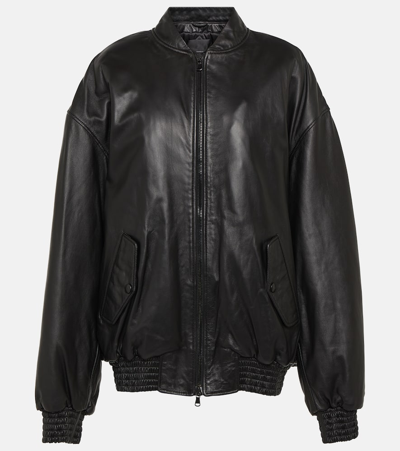 Shop Wardrobe.nyc Wardrobe. Nyc Leather Bomber Jacket In Black