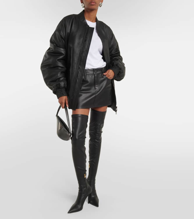 Shop Wardrobe.nyc Wardrobe. Nyc Leather Bomber Jacket In Black