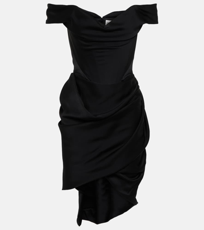 Shop Vivienne Westwood Off-shoulder Bustier Crêpe Minidress In Black